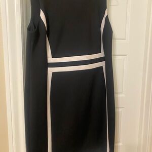 Calvin Klein Black Sleeveless Colorblock Dress with White Trim
